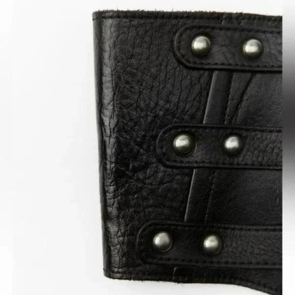 ZARA STUDDED 100% COW LEATHER CUMMERBUND - Picture 7 of 10